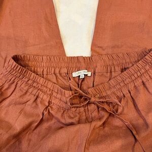 Love Tree drawstring wide leg pant. Linen/Viscose blend